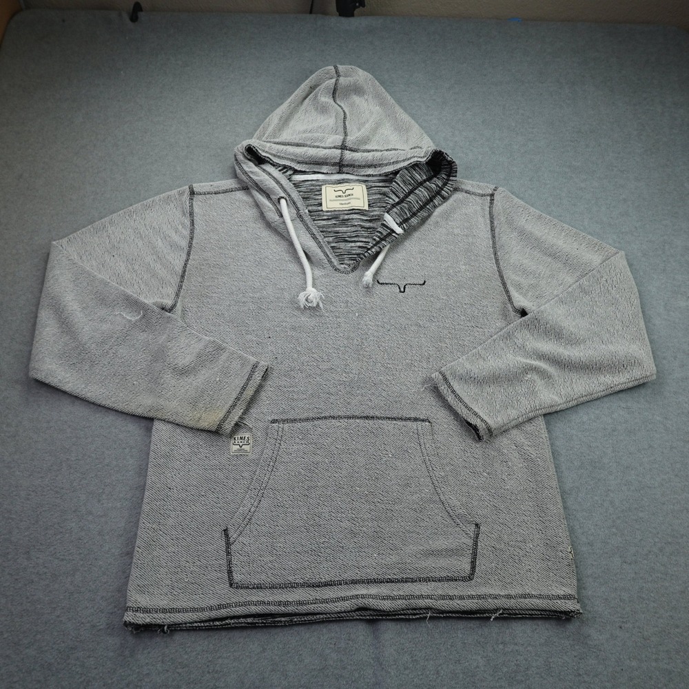 Kimes Ranch Hoodie Mens Medium Gray Western Baja Pullover Sweater